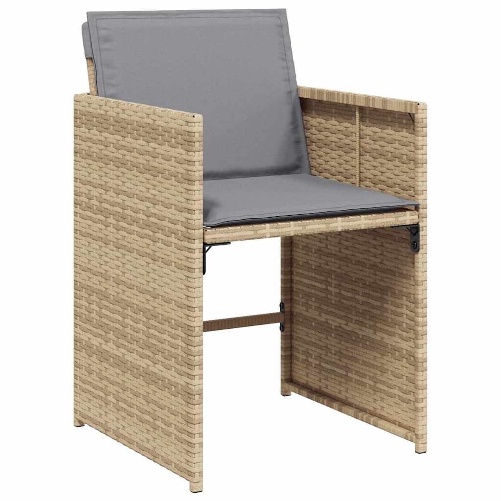 vidaXL Tuinstoelen 4 st met kussens poly rattan zwart