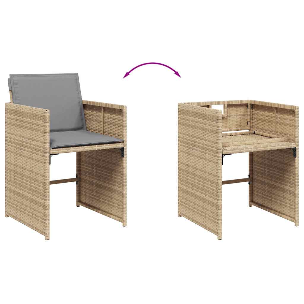 vidaXL Tuinstoelen 4 st met kussens poly rattan zwart