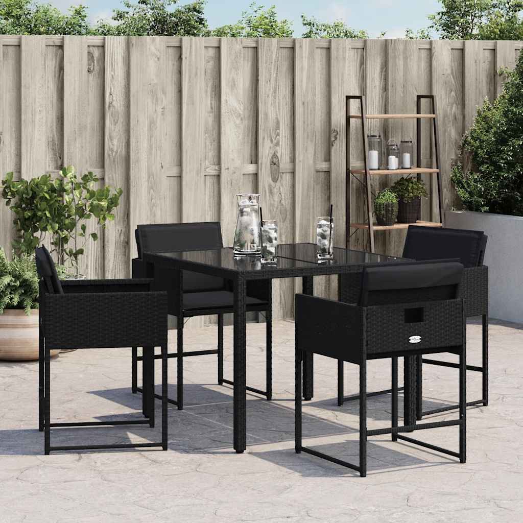 vidaXL Tuinstoelen 4 st met kussens poly rattan zwart