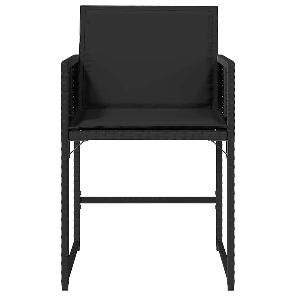 vidaXL Tuinstoelen 4 st met kussens poly rattan zwart