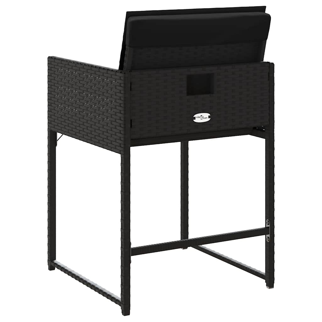 vidaXL Tuinstoelen 4 st met kussens poly rattan zwart