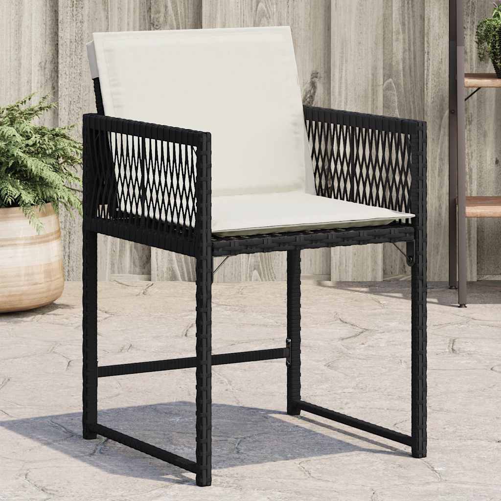 vidaXL Tuinstoelen 4 st met kussens poly rattan zwart