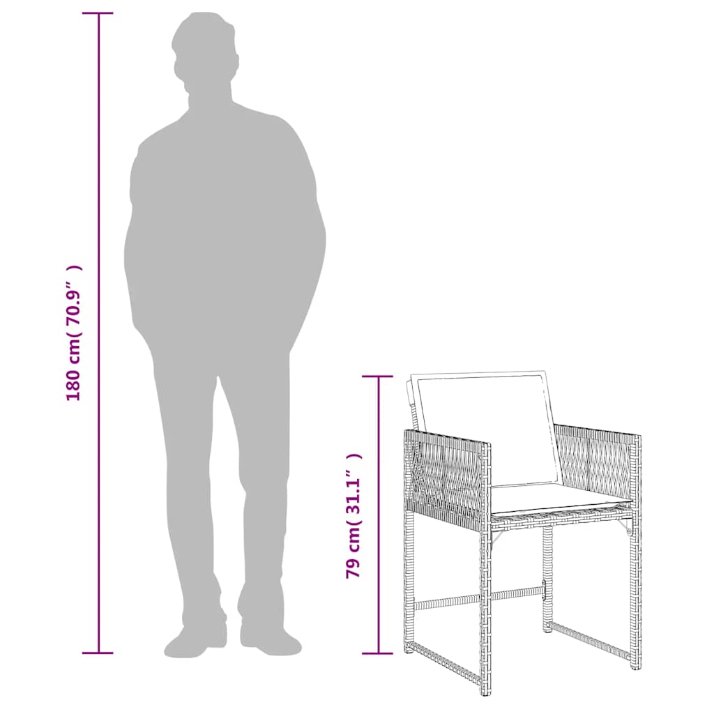 vidaXL Tuinstoelen 4 st met kussens poly rattan zwart