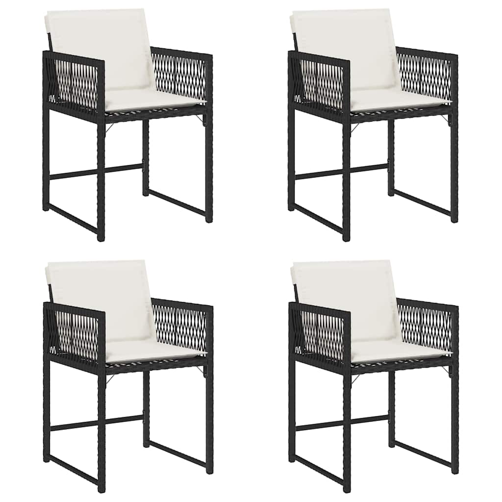 vidaXL Tuinstoelen 4 st met kussens poly rattan zwart