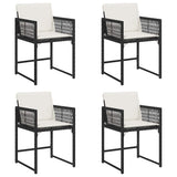 vidaXL Tuinstoelen 4 st met kussens poly rattan zwart