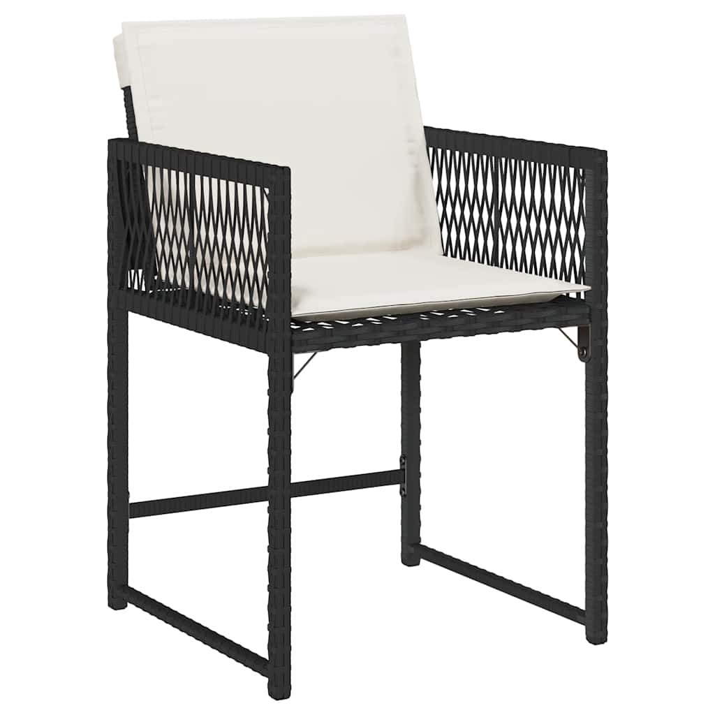 vidaXL Tuinstoelen 4 st met kussens poly rattan zwart
