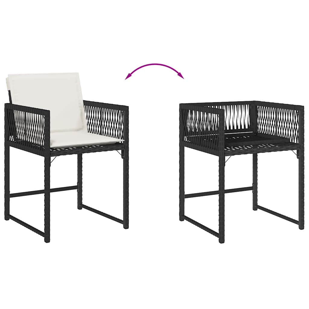 vidaXL Tuinstoelen 4 st met kussens poly rattan zwart