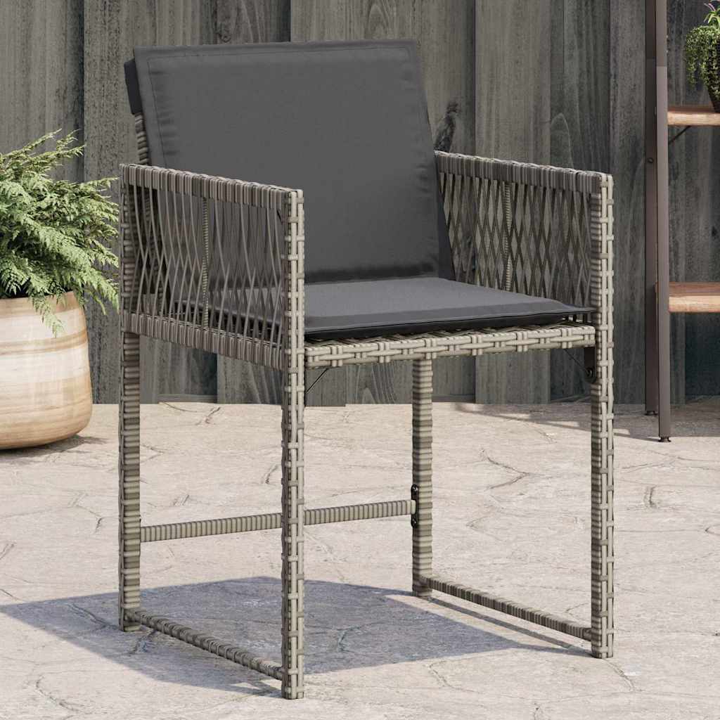 vidaXL Tuinstoelen 4 st met kussens poly rattan zwart