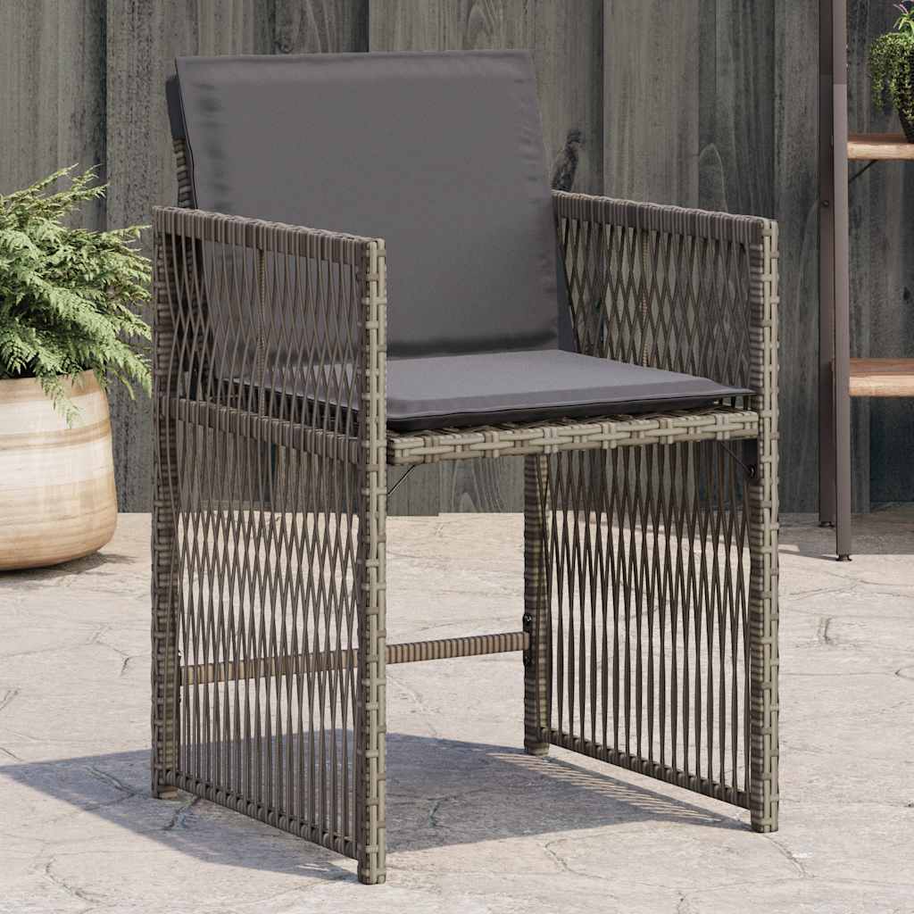 vidaXL Tuinstoelen 4 st met kussens poly rattan zwart