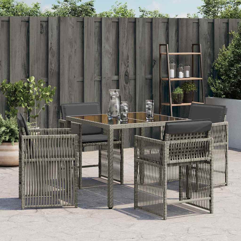 vidaXL Tuinstoelen 4 st met kussens poly rattan zwart