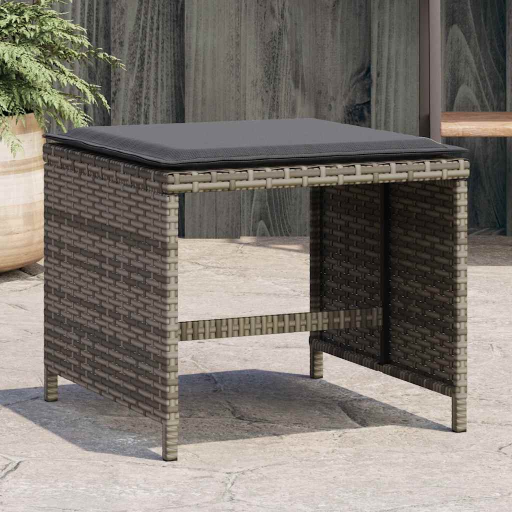 vidaXL Tuinkrukken 4 st met kussens 41x41x36 cm poly rattan zwart