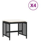 vidaXL Garden Stools 4 pcs with cushions 41x41x36 cm poly rattan black