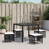 vidaXL Garden Stools 4 pcs with cushions 41x41x36 cm poly rattan black