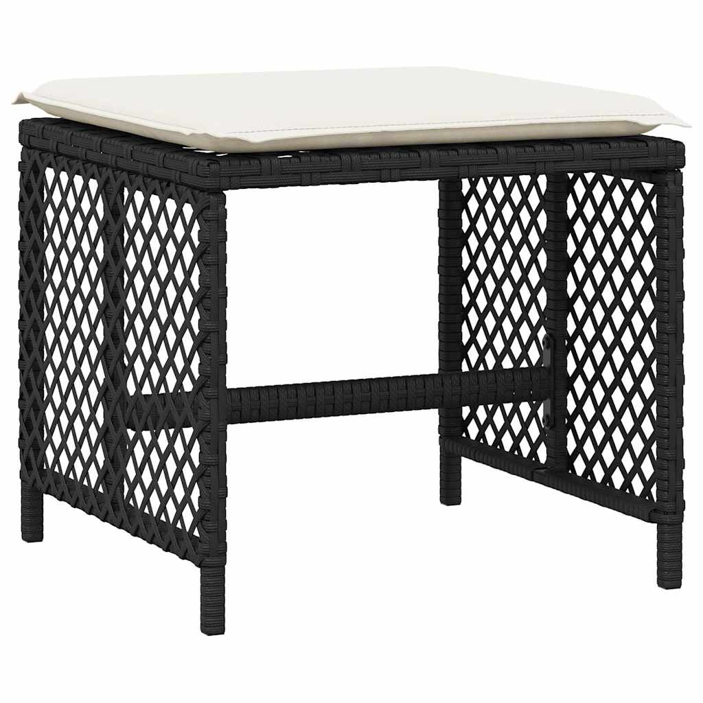 vidaXL Garden Stools 4 pcs with cushions 41x41x36 cm poly rattan black