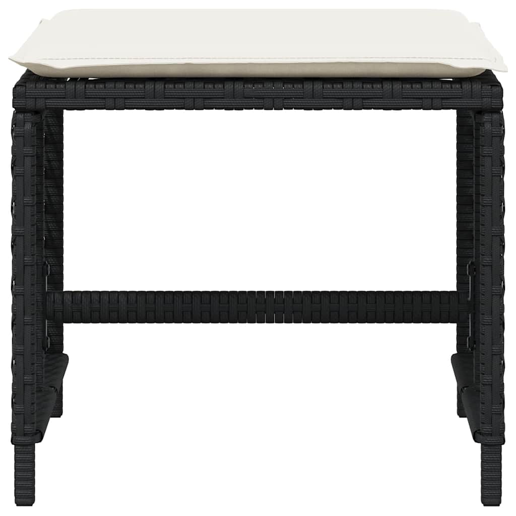 vidaXL Garden Stools 4 pcs with cushions 41x41x36 cm poly rattan black