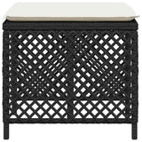 vidaXL Garden Stools 4 pcs with cushions 41x41x36 cm poly rattan black