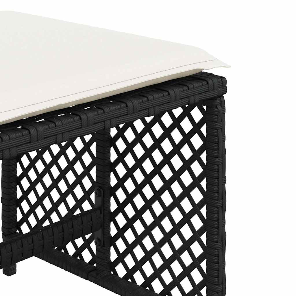 vidaXL Garden Stools 4 pcs with cushions 41x41x36 cm poly rattan black