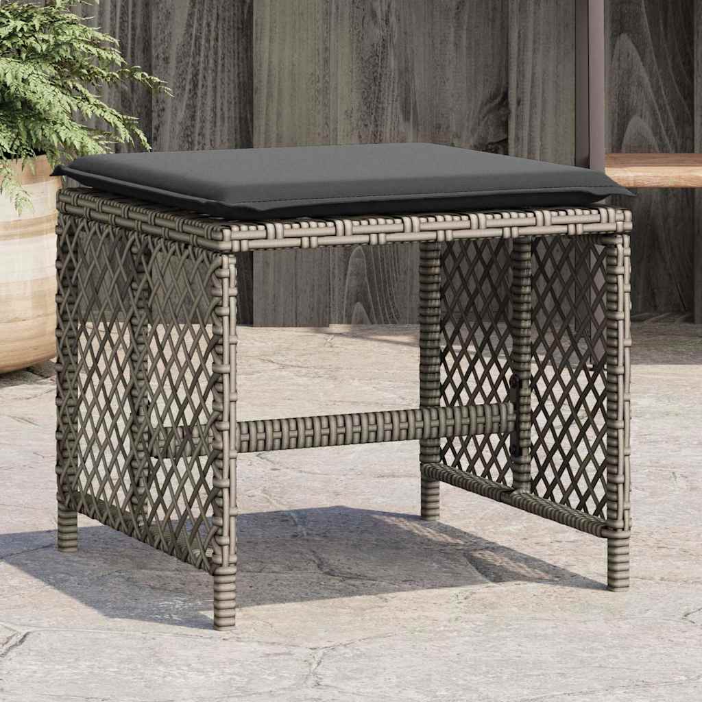 vidaXL Garden Stools 4 pcs with cushions 41x41x36 cm poly rattan black