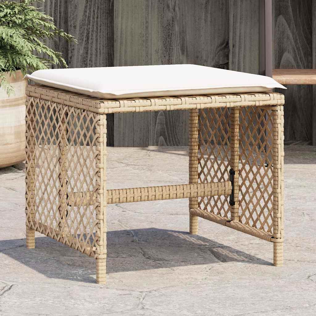 vidaXL Garden Stools 4 pcs with cushions 41x41x36 cm poly rattan black