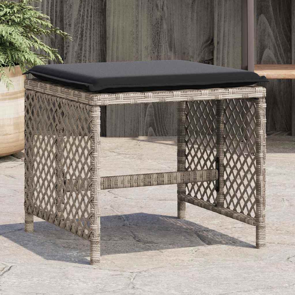 vidaXL Garden Stools 4 pcs with cushions 41x41x36 cm poly rattan black