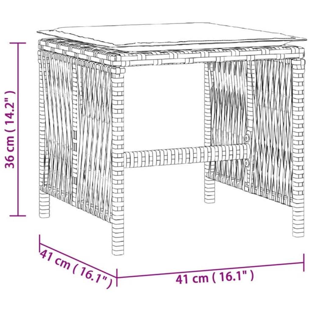 vidaXL Tuinkrukken 4 st met kussens 41x41x36 cm poly rattan zwart