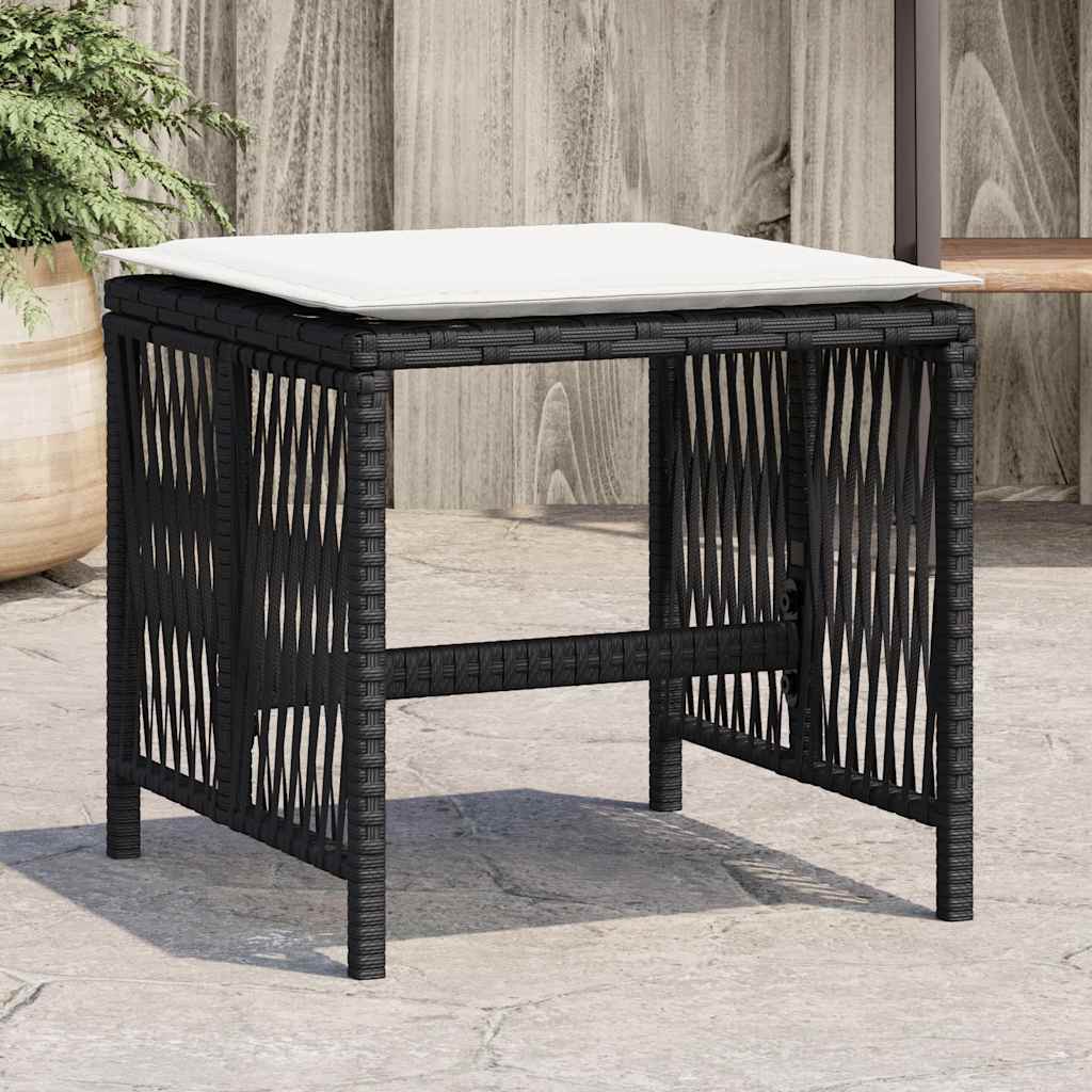 vidaXL Tuinkrukken 4 st met kussens 41x41x36 cm poly rattan zwart