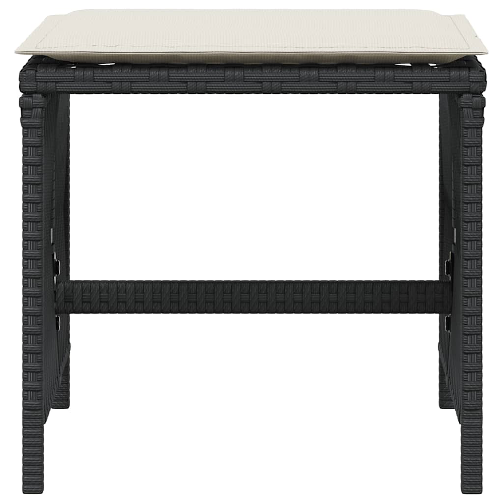 vidaXL Tuinkrukken 4 st met kussens 41x41x36 cm poly rattan zwart