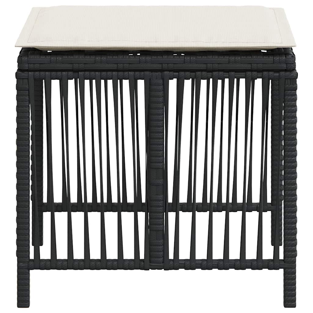 vidaXL Tuinkrukken 4 st met kussens 41x41x36 cm poly rattan zwart