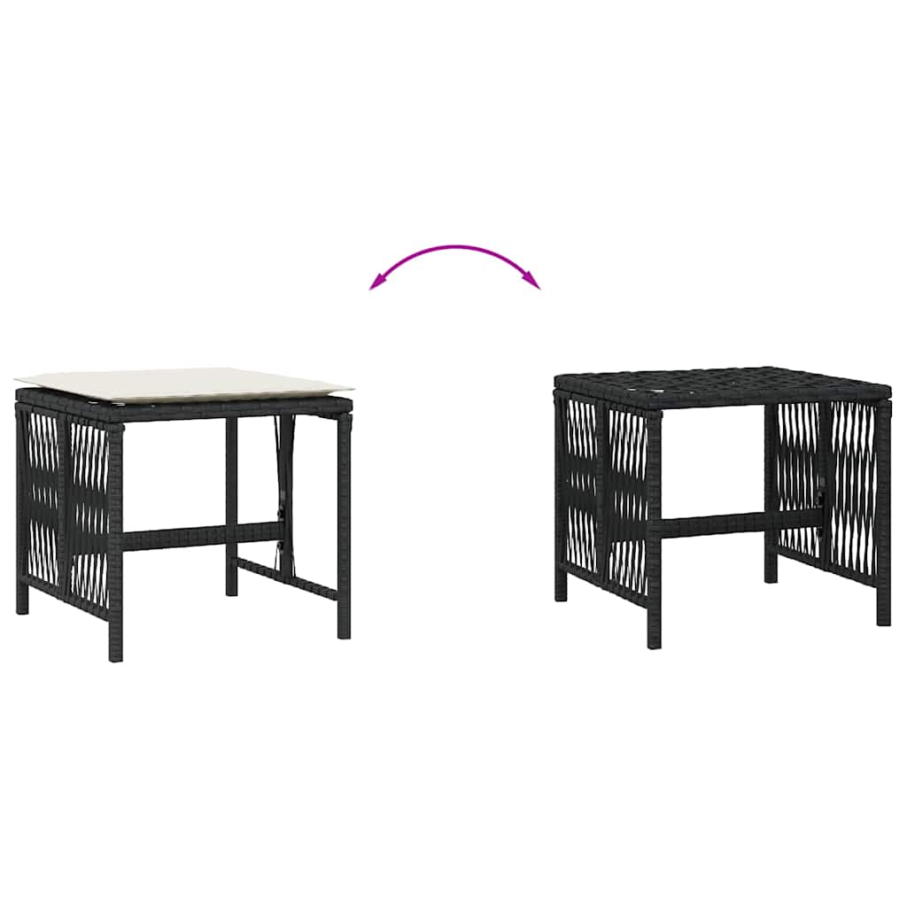 vidaXL Tuinkrukken 4 st met kussens 41x41x36 cm poly rattan zwart