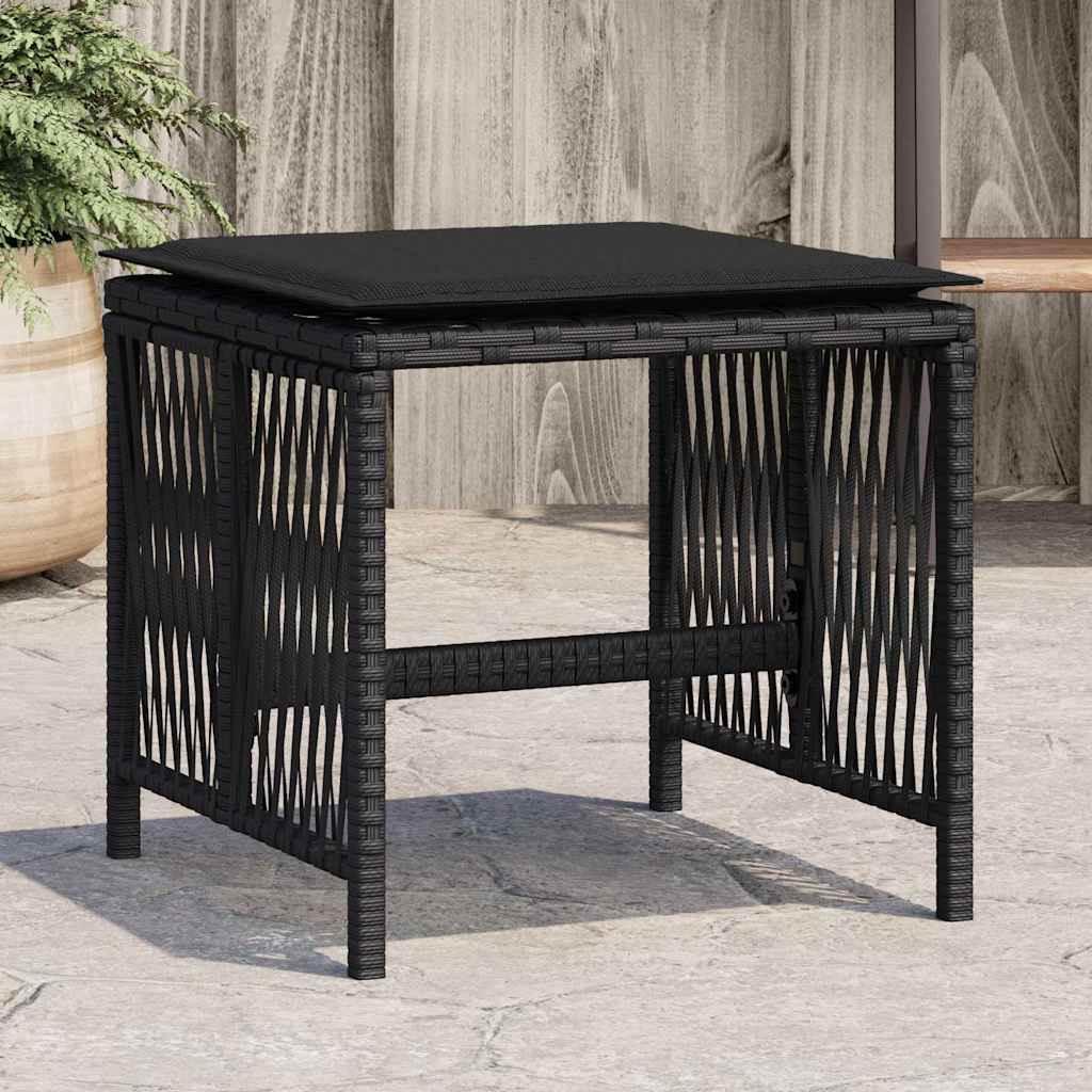 vidaXL Tuinkrukken 4 st met kussens 41x41x36 cm poly rattan zwart