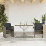 vidaXL 3-delige Bistroset met kussens poly rattan zwart