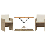 vidaXL 3-delige Bistroset met kussens poly rattan zwart