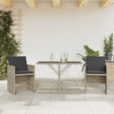 vidaXL 3-delige Bistroset met kussens poly rattan zwart