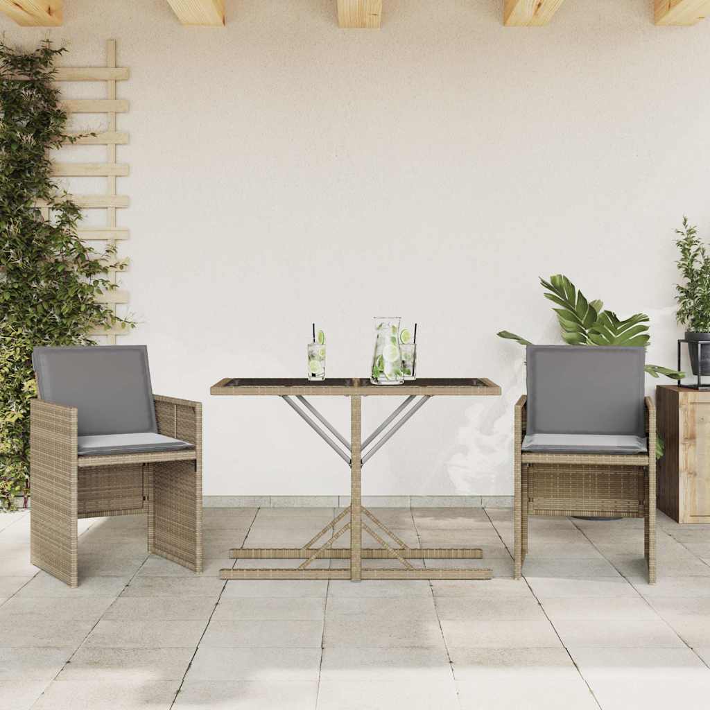 vidaXL 3-delige Bistroset met kussens poly rattan zwart
