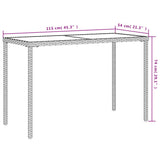 vidaXL Tuintafel met glazen blad 115x54x74 cm poly rattan zwart
