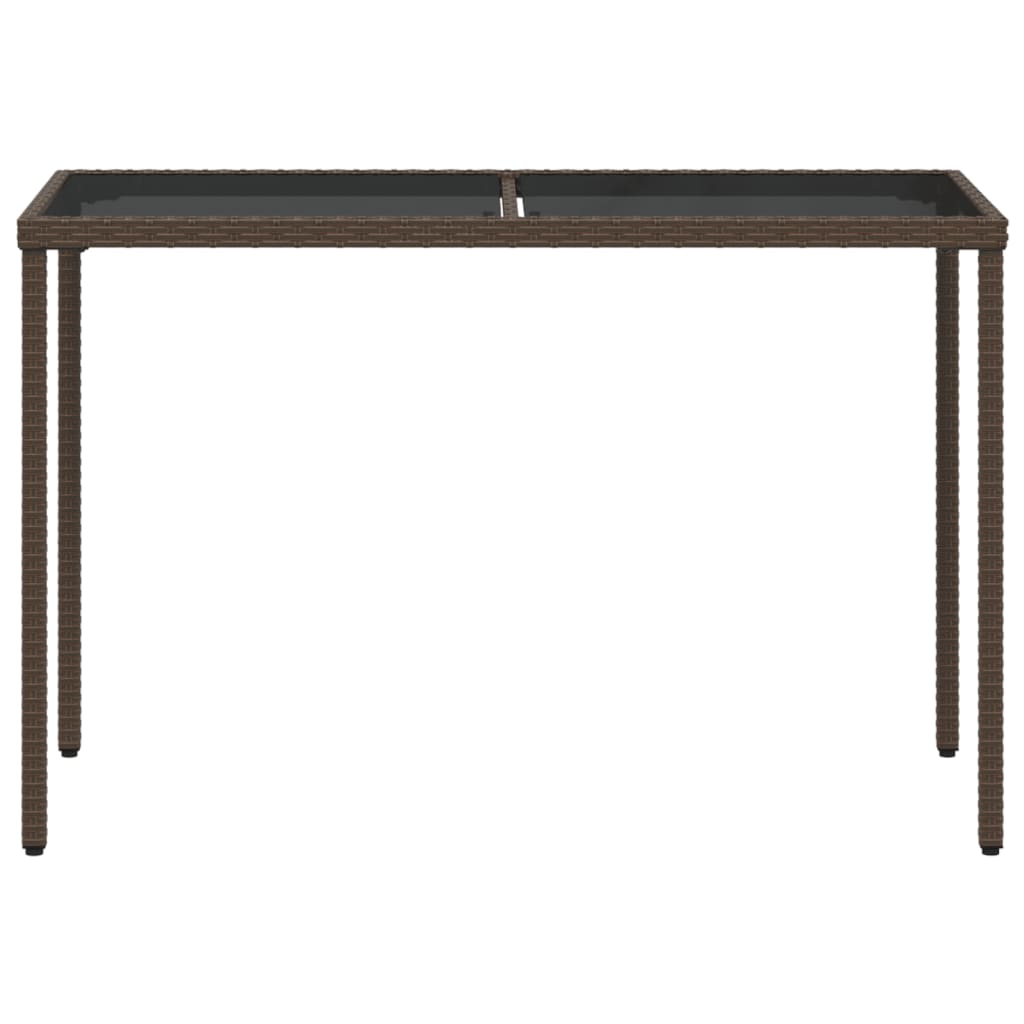 vidaXL Tuintafel met glazen blad 115x54x74 cm poly rattan zwart