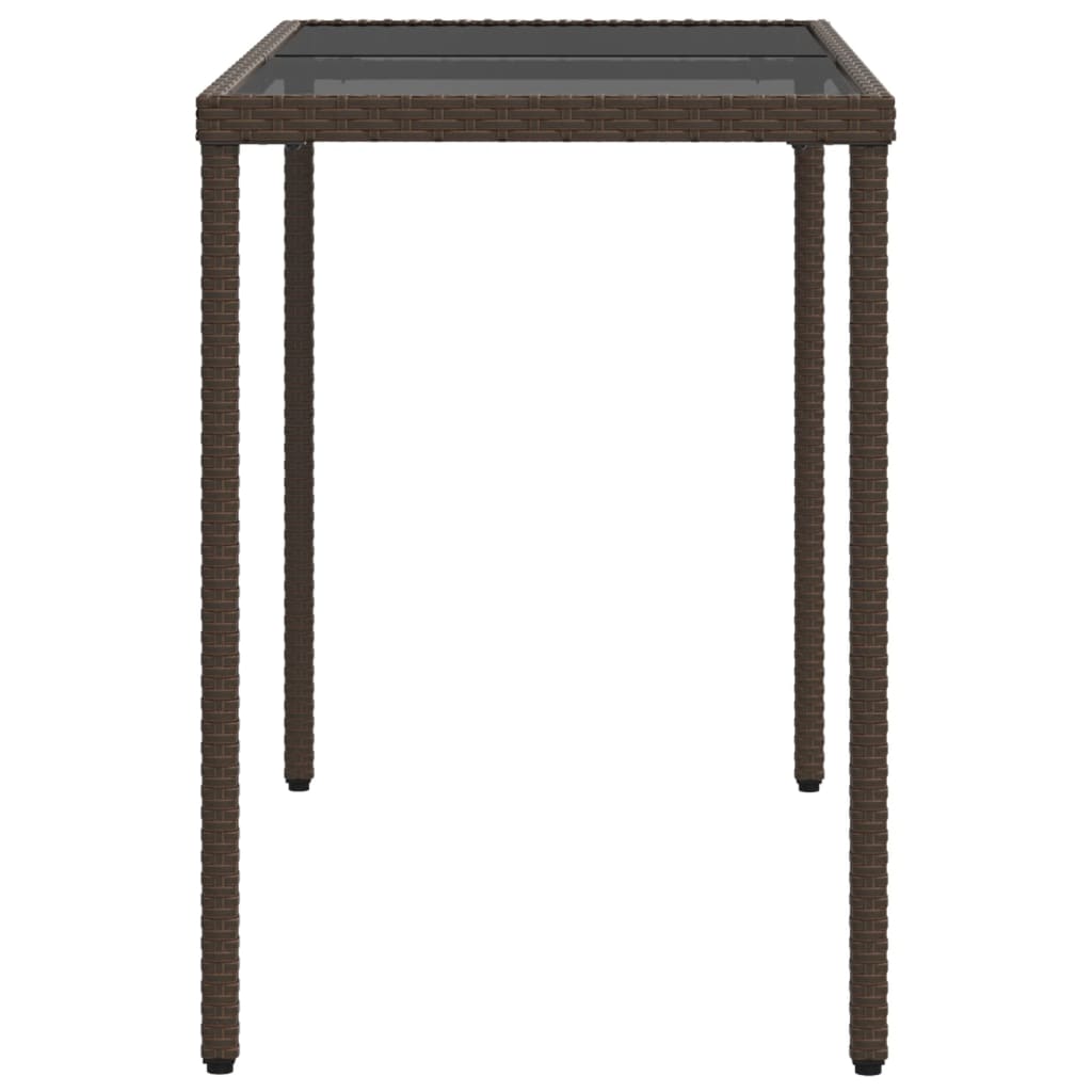 vidaXL Tuintafel met glazen blad 115x54x74 cm poly rattan zwart