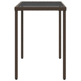 vidaXL Tuintafel met glazen blad 115x54x74 cm poly rattan zwart