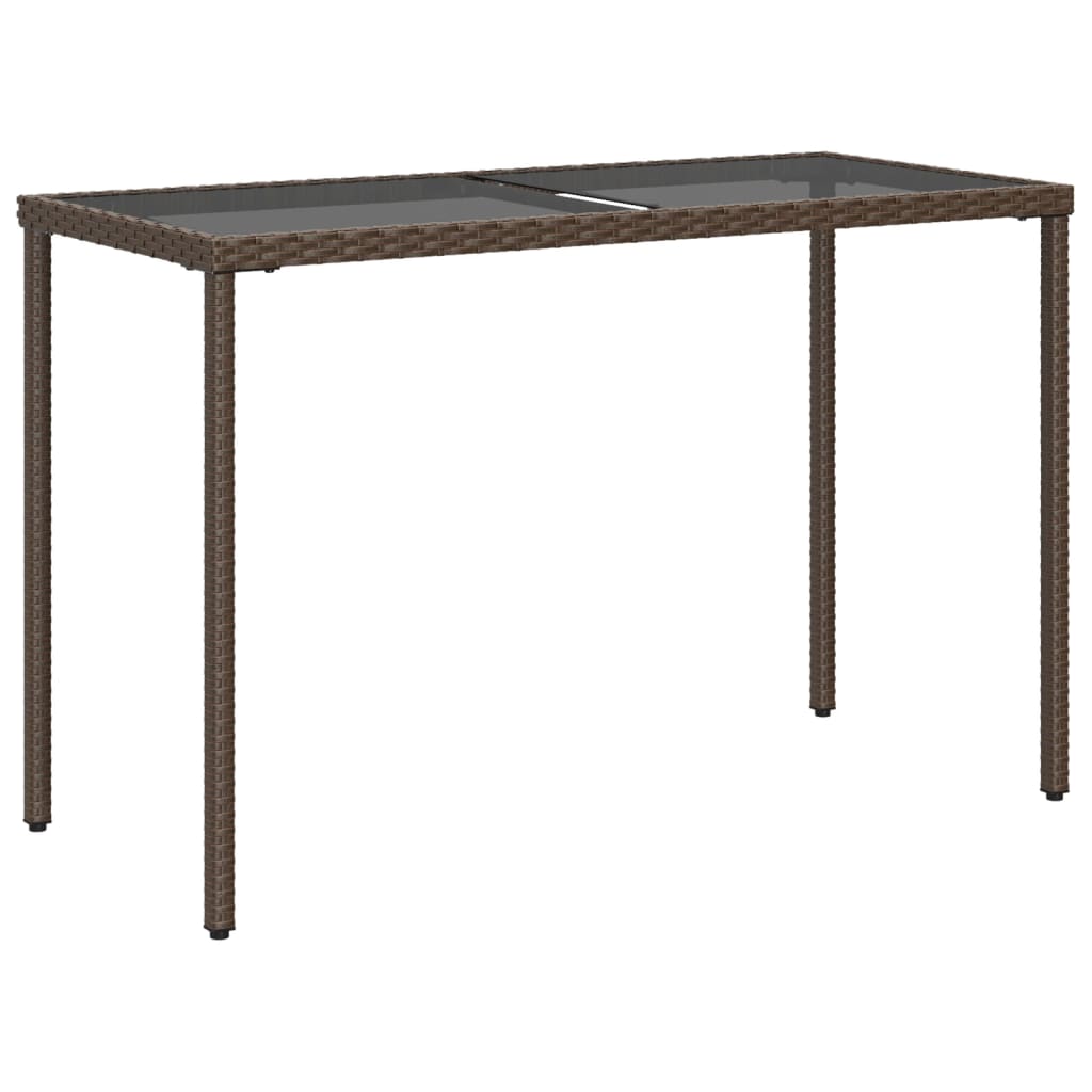 vidaXL Tuintafel met glazen blad 115x54x74 cm poly rattan zwart