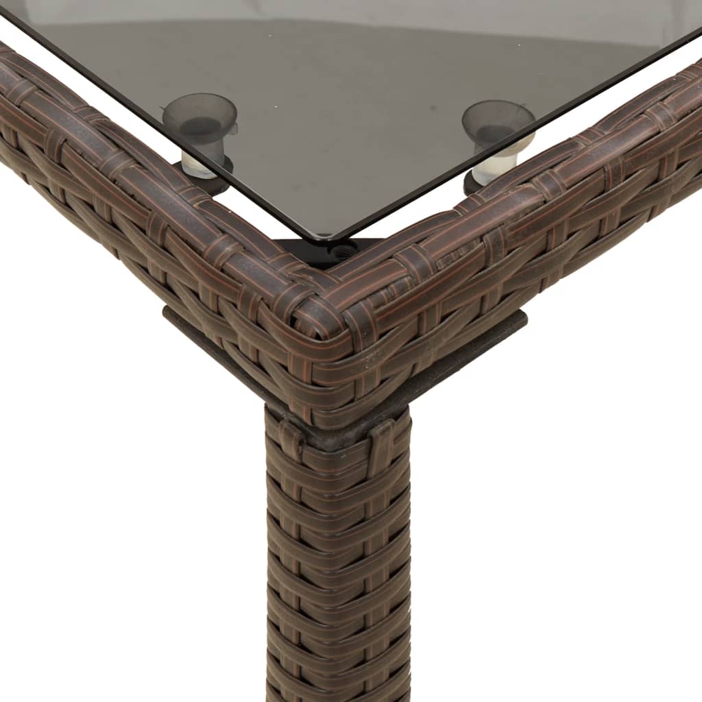 vidaXL Tuintafel met glazen blad 115x54x74 cm poly rattan zwart