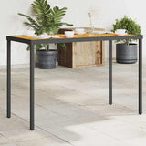 vidaXL Tuintafel met glazen blad 115x54x74 cm poly rattan zwart