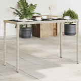 vidaXL Tuintafel met glazen blad 115x54x74 cm poly rattan zwart