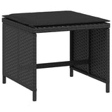 vidaXL 5-delige Tuinset met kussens poly rattan zwart