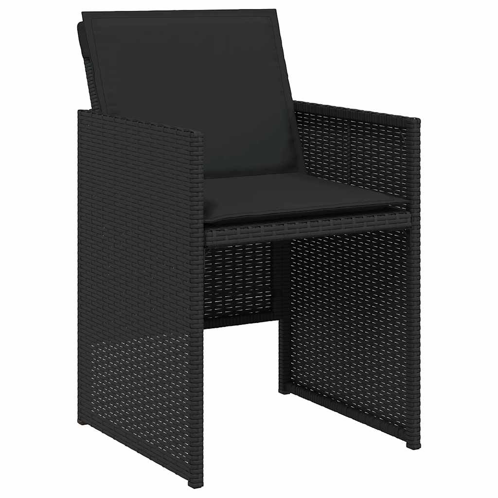 vidaXL 5-delige Tuinset met kussens poly rattan zwart