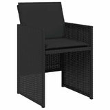 vidaXL 5-delige Tuinset met kussens poly rattan zwart