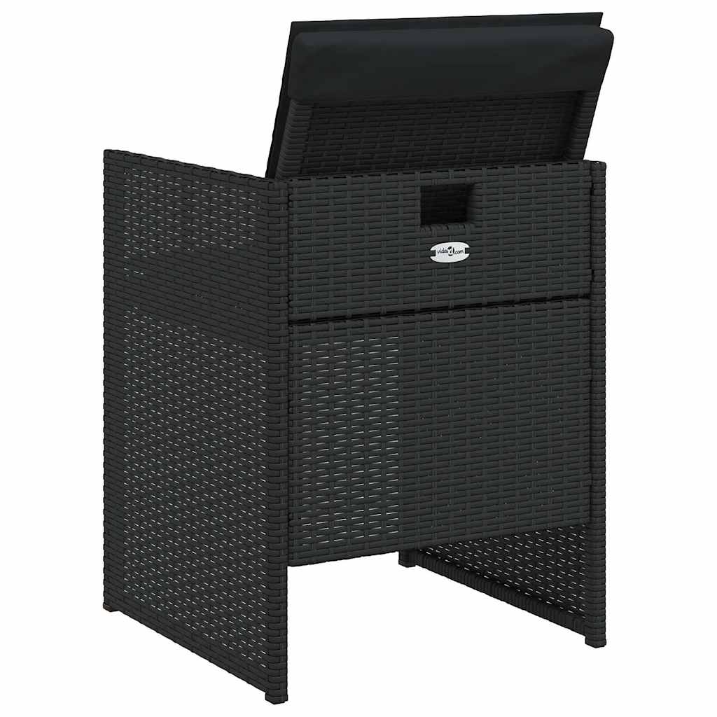 vidaXL 5-delige Tuinset met kussens poly rattan zwart