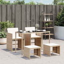 vidaXL 5-delige Tuinset met kussens poly rattan zwart