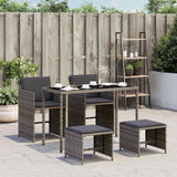 vidaXL 5-delige Tuinset met kussens poly rattan zwart