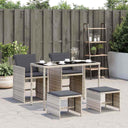 vidaXL 5-delige Tuinset met kussens poly rattan zwart