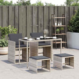 vidaXL 5-delige Tuinset met kussens poly rattan zwart